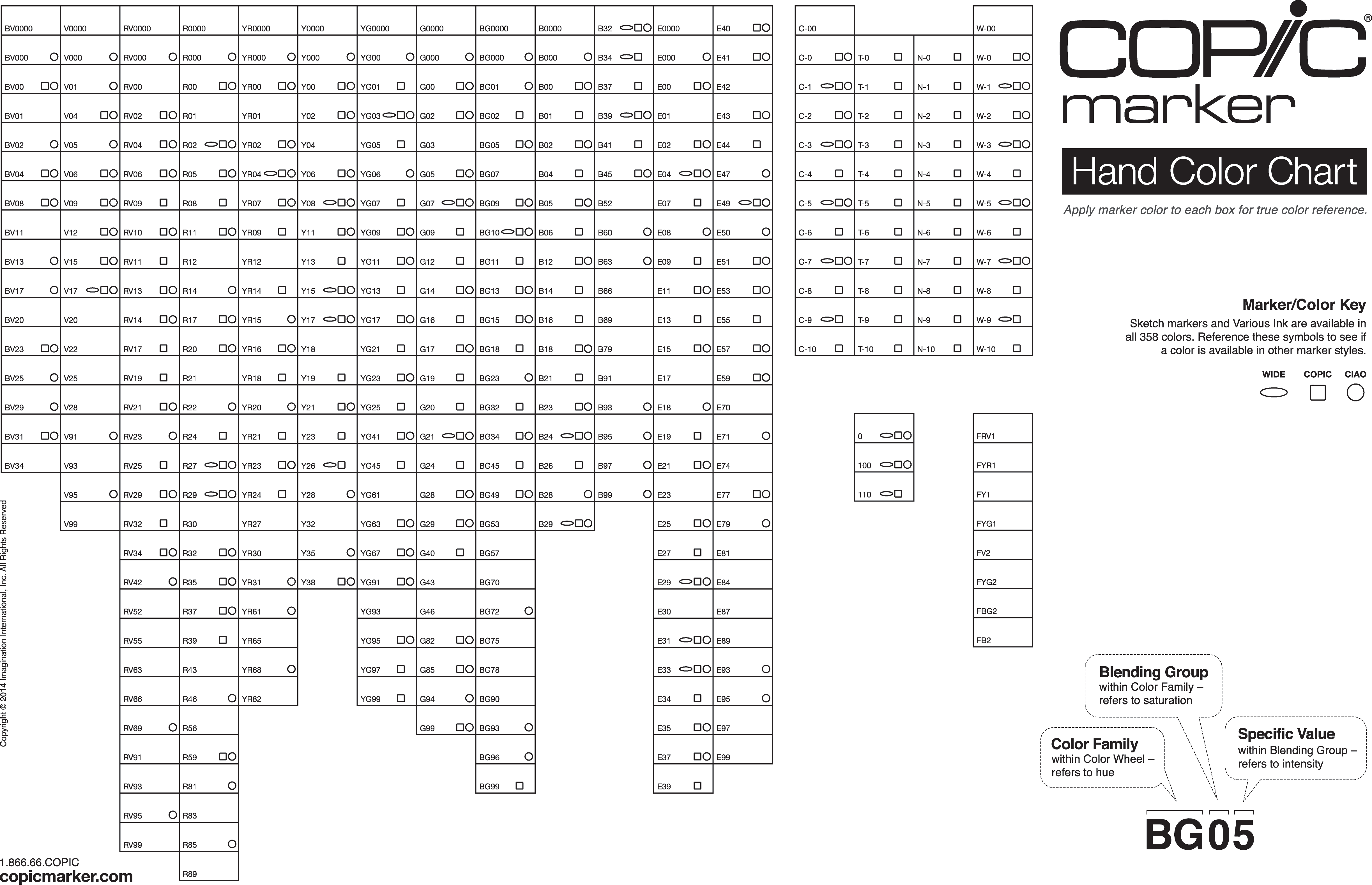 Copic Color Chart