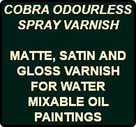 COBRA ODOURLESS SPRAY VARNISH MATTE, SATIN AND GLOSS VARNISH FOR WATER MIXABLE OIL PAINTINGS