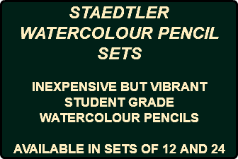 STAEDTLER WATERCOLOUR PENCIL SETS INEXPENSIVE BUT VIBRANT STUDENT GRADE WATERCOLOUR PENCILS AVAILABLE IN SETS OF 12 AND 24