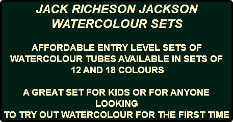 JACK RICHESON JACKSON WATERCOLOUR SETS AFFORDABLE ENTRY LEVEL SETS OF WATERCOLOUR TUBES AVAILABLE IN SETS OF 12 AND 18 COLOURS A GREAT SET FOR KIDS OR FOR ANYONE LOOKING TO TRY OUT WATERCOLOUR FOR THE FIRST TIME