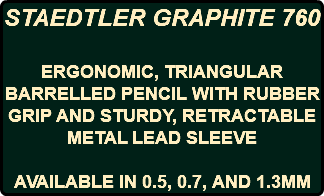 STAEDTLER GRAPHITE 760 ERGONOMIC, TRIANGULAR BARRELLED PENCIL WITH RUBBER GRIP AND STURDY, RETRACTABLE METAL LEAD SLEEVE AVAILABLE IN 0.5, 0.7, AND 1.3MM 