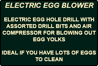 ELECTRIC EGG BLOWER ELECTRIC EGG HOLE DRILL WITH ASSORTED DRILL BITS AND AIR COMPRESSOR FOR BLOWING OUT EGG YOLKS IDEAL IF YOU HAVE LOTS OF EGGS TO CLEAN