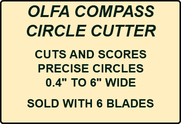 OLFA COMPASS CIRCLE CUTTER CUTS AND SCORES PRECISE CIRCLES 0.4" TO 6" WIDE SOLD WITH 6 BLADES