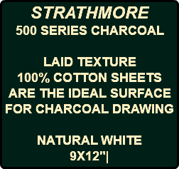 STRATHMORE 500 SERIES CHARCOAL LAID TEXTURE 100% COTTON SHEETS ARE THE IDEAL SURFACE FOR CHARCOAL DRAWING NATURAL WHITE 9X12"|